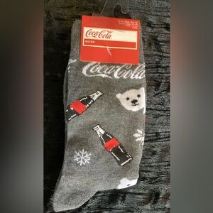 Coca Cola Gray Socks with Polar Bear, Snow Flake and Bottle Motif 6.5-12